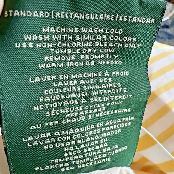 PAIR Ralph Lauren Standard Pillowcases Butter Yellow & White Stripe 100% Cotton - Picture 3 of 8